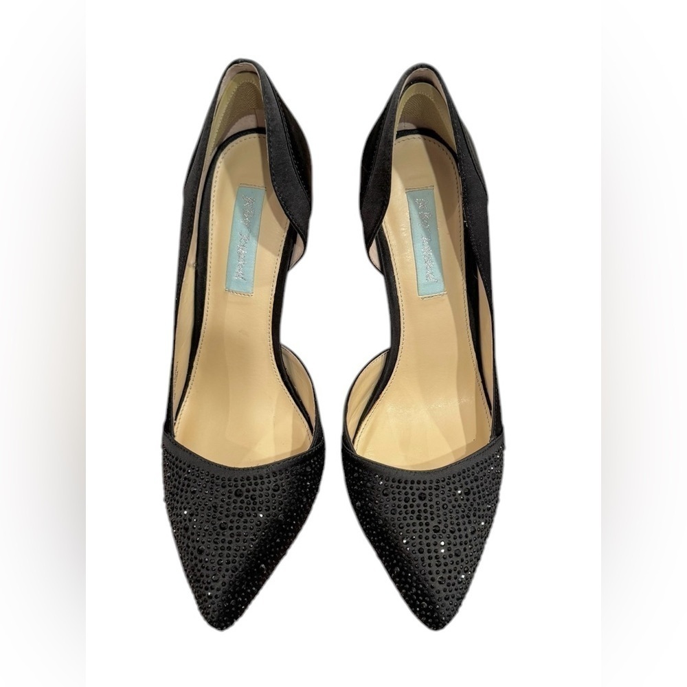 Blue by Betsy Johnson SB-Band Pumps Black Satin Embellished Size 9.5. - Picture 8 of 12